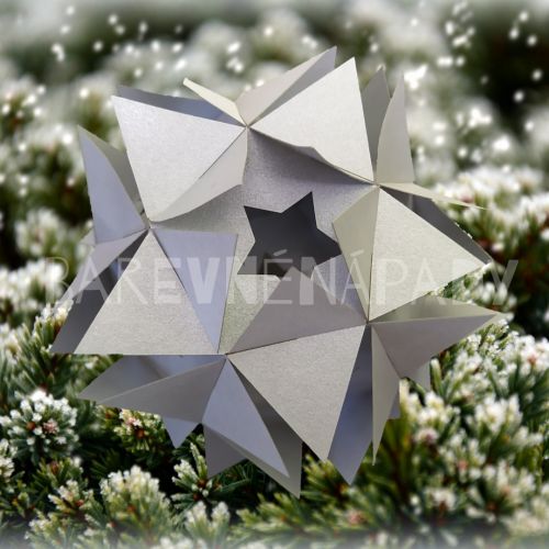 3D hvězda z papíru_stříbrná zasouvací