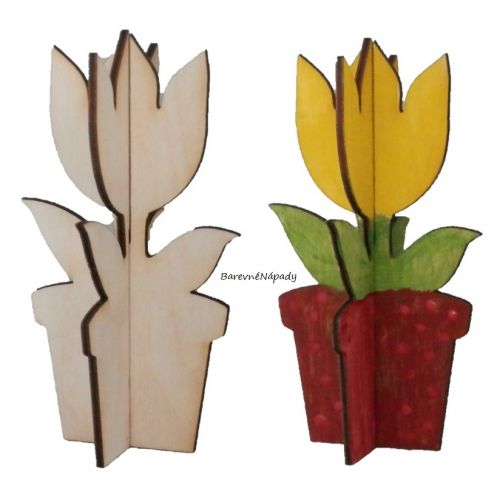 3D kytička v květináčku - tulipán