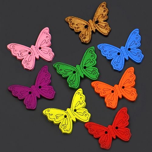 barevné dřevěné knoflíky - motýlci