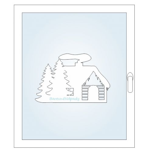 dekorace na okno_zimní domeček se smrčky
