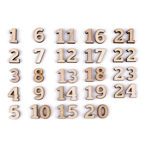 dřevěná čísla k výrobě adventního kalendáře