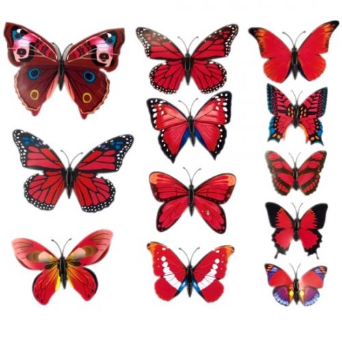 Motýlí magnety-červený mix_12ks