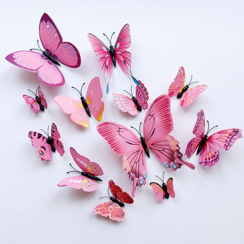 Barevní motýli s magnetem světle růžový mix