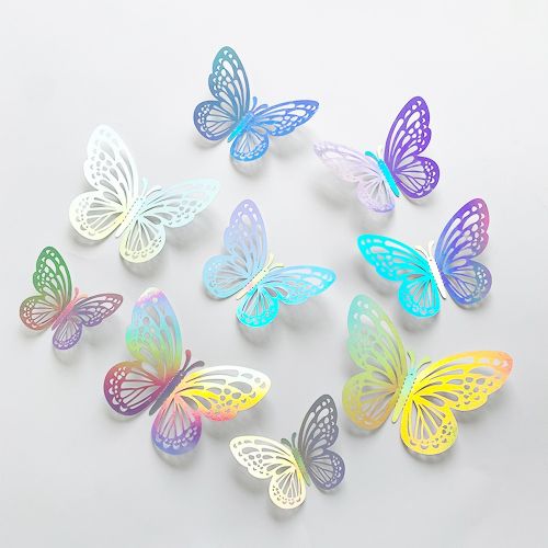 3D motýlci duhoví - samolepící dekorace