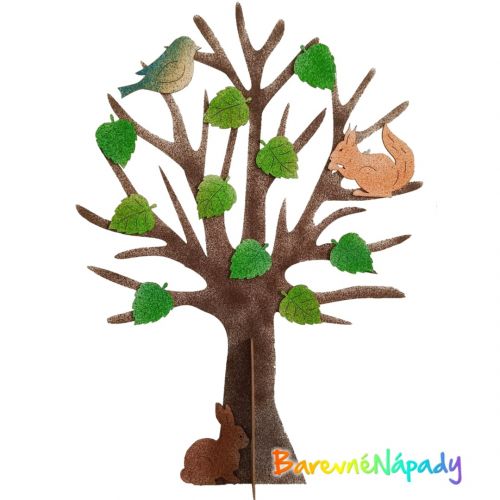 3D strom s listy a zvířátky_BarevnéNápady