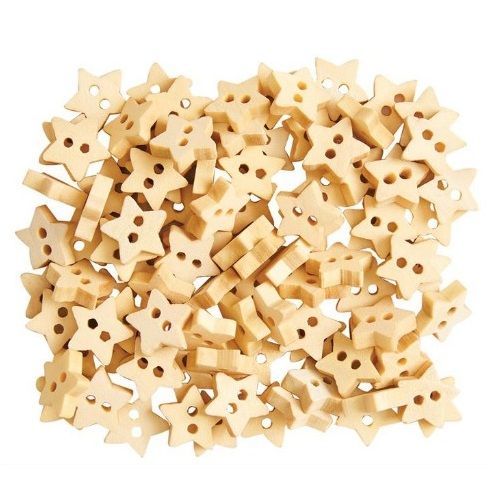 dřevěné knoflíky _hvězdičky přírodní