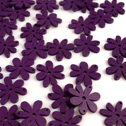 dřevěné kytky fialové