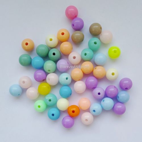 Pestrobarevné korálky plastové - 8mm