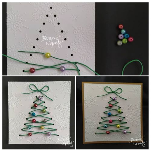 Vánoční přání - vyšívaný stromeček