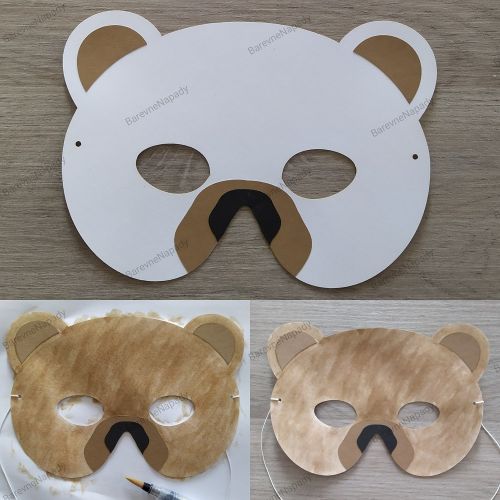karnevalová maska medvěd (bílý k vybarvení)