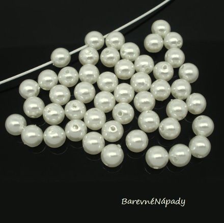 korálky perle voskované krémové