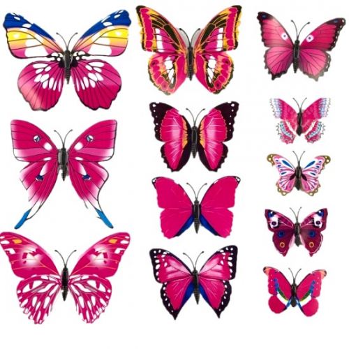 Motýlí magnety-růžový mix_12ks
