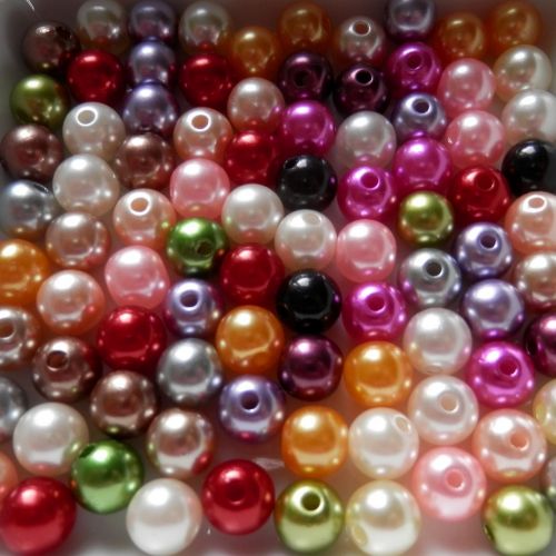 plastové voskované perle mix barev