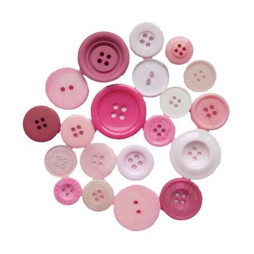 růžové plastové knoflíky mix
