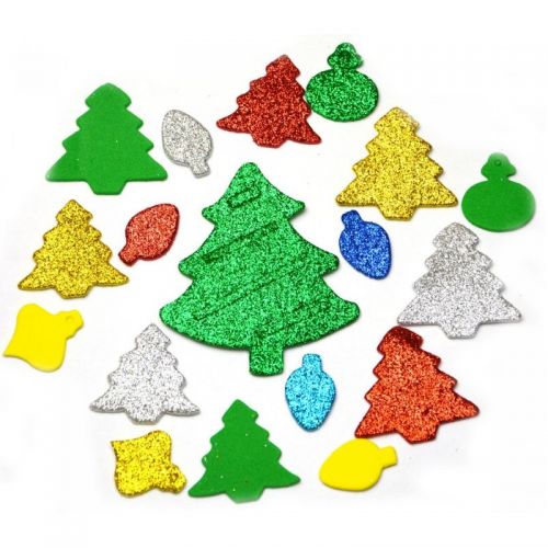 samolepky z pěnovky_vánoční mix tvarů barev a velikosti