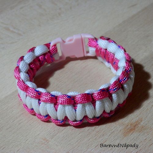 Ve tmě svítící náramek paracord_bílo-růžový.JPG