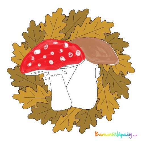 věneček z dubového listí + houby_inspirace BarevnéNápady