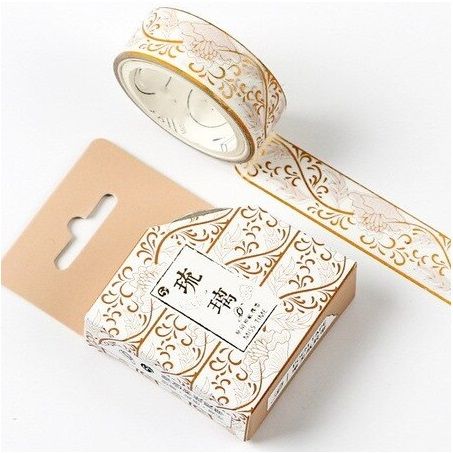 washi páska 15mm_zlatý ornament