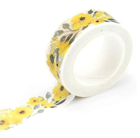 washi páska 15mm_žluté květiny