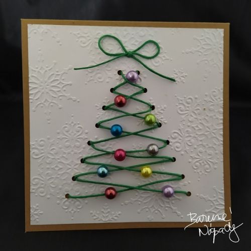 Vánoční přání - vyšívaný stromeček